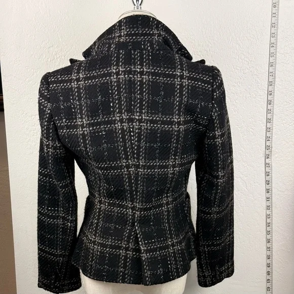 VINTAGE ZARA WOOL BLEND BLAZER DETACHABLE FAUX FUR - Picture 4 of 15